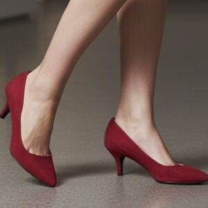 Attention Red Suede like Pumps size 9